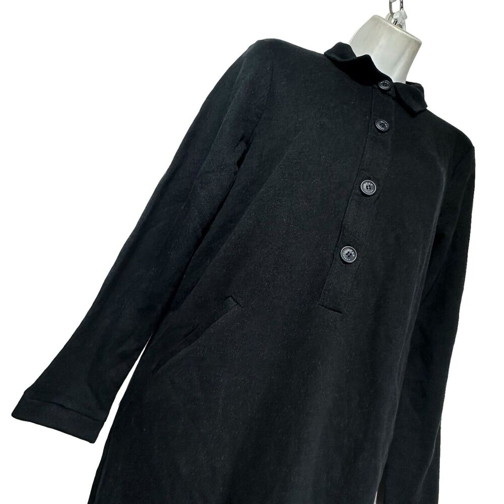 wrap london black long sleeve button down Pockets Collared Dress Size 6 New